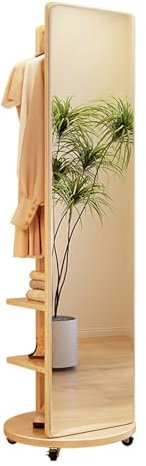 Générique Porte-Manteau sur Pied avec Miroir, pivotant à 360°, en Bois, pour Chambre et Salon