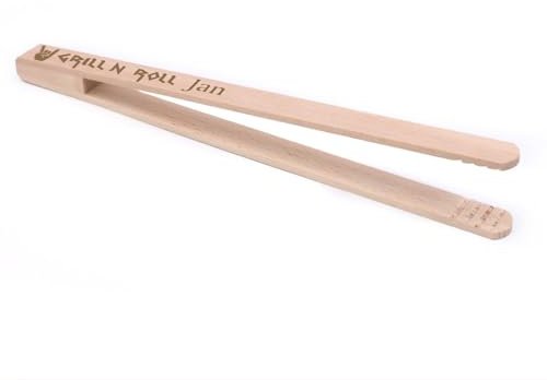 Dekolando Grillzange personalisiert mit Name und Gravur – Grillbesteck aus Buchenholz – zum Grillen für Rockfans – BBQ Bratwurst Grill N Roll Rocker