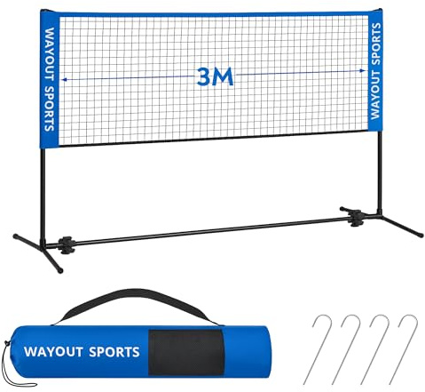 Wayout Sports - Red Ajustable y Plegable para Bádminton, Tenis, Voleibol y Fútbol