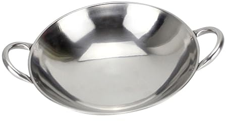 POPETPOP Pentola Wok in Acciaio Inossidabile 28cm Padella Antiaderente Con Manico Per Cucinare e Friggere Utensile Da Cucina Resistente Al Calore Per Uso e Ristoranti