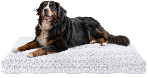 Homaxy Hundebett Grosse Hunde, Flauschig Ergonomisches Hundematte Hundekissen waschbar Hundebetten mit rutschfest Unterseite für Große Hunde, 120x74x10cm, Weiß