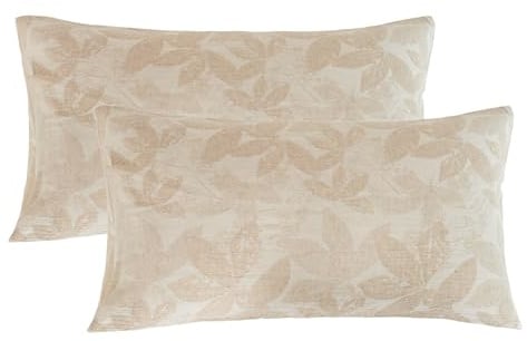 SOULFUL Leinen Kissenbezug 40x80 Baumwolle,Jacquard Boho Textur Kissenbezüge 2 Teilig mit Reißverschluss, ÖkoTex Zertifiziert,Botanical