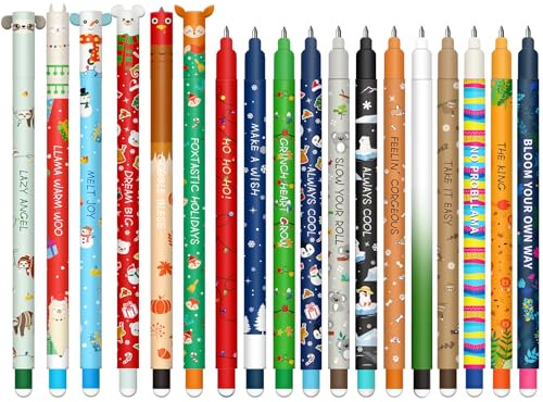 VyxZythron Radierbarer Gelschreiber Set - Weihnachten gel pens für löschbare Stifte Set, mit thermoempfindlicher Löschtinte, einer Vielzahl von Tintenfarben, 0,7 mm (18 löschbarer Stift-A)