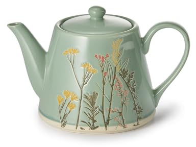 Teemando Kanne Hina aus Steinzeug, Blumenrelief Design, 0,35 Liter Kapazität, Spülmaschinenfest, 12 x 12 x 10 cm von Cha Cult