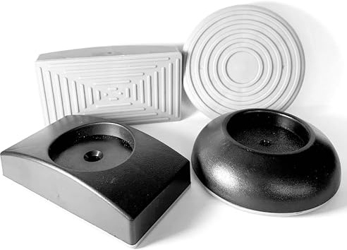 Geuther 4er Set Wandschutzpads für Treppenschutzgitter ohne Bohren & Türschutzgitter, Farbe Schwarz I 2X rund, 2X eckige Wandpads zum Klemmen I Antirutsch-Funktion I Zubehör für Treppengitter
