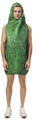 XehCaol Gurken Kostüm Erwachsene Pickle Jumpsuit Lustiges Gemüse Outfit Karneval Party Halloween
