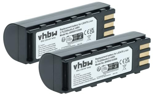 vhbw 2X Akku kompatibel mit Symbol LS3478ER, LS3578, DSS3478, LS3478, DS3578, DS3478 Barcodescanner POS (2200 mAh, 3,7 V, Li-Ion)
