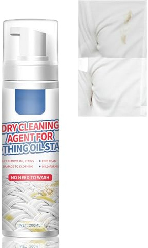 200ml Dry Cleaning Spray,Dry Foam Cleaner for Clothes,Fabric Stain Removing Spray,Dry Cleaning Stain Remover,Waterless Stain Remover for Clothing Oil Stains,for Suits,Dresses, Coats,Shoes&Sofas