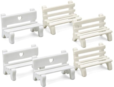 6 Stück PVC Miniatur Bank Feengarten für Mini Garten, Feenlandschaft Deko | Miniaturstühle für Miniatur Garten und Miniatur Deko, passend für Feengarten, Puppenhaus und Landschaftsdekoration