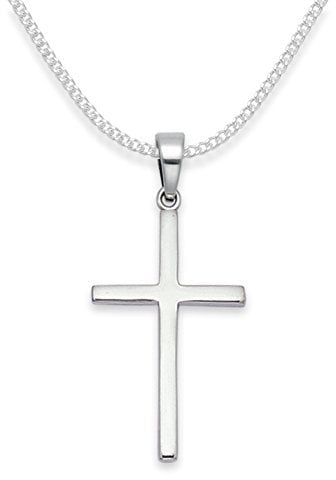 Sterling Silver Cross Necklace - on 16 or 18 Silver Chain - Size: 27mm x 16mm- Gift Boxed Silver Cross Pendant 8156/16