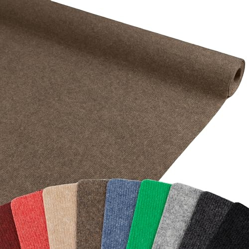 Primaflor Messeteppich Rips Malta | Braun | 200x1200 cm | BFL-S1 | gerippter Eventteppich | Rips Nadelfilz für Messe, Hochzeit & Event | 2,5 mm | leicht zuschneidbar