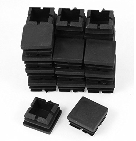 sourcing map 24 Stück 25 x 25 mm Kunststoff Blindende Endkappen eckige Rohre Einsätze schwarz de
