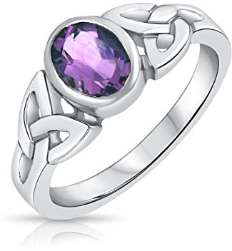 DTPsilver® 925 Sterling Silber Ring - Keltische Dreifaltigkeitsknoten - Keltische Kollektion - Amethyst