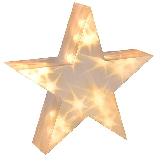 Nipach PVC Stern mit 3D Holografie-Effekt - 10 LED warm weiß – Batteriebetrieb