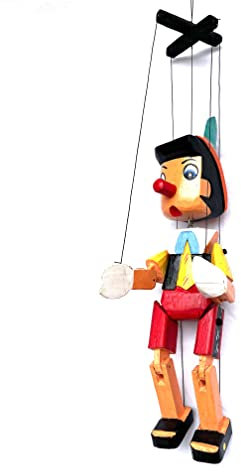 Pinocho de Madera con Cuerdas,30cm,Multicolor(HC enterprise-0325)