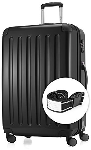 HAUPTSTADTKOFFER - Alex - NEU 4 Doppel-Rollen + Gratisartikel Hartschalen-Koffer Koffer Trolley Rollkoffer Reisekoffer, TSA, 75 cm, 119 Liter, Schwarz