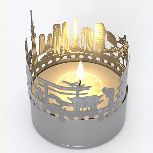 Tokio Skyline Schattenspiel - Kerzenaufsatz für faszinierendes Lichtspektakel, tolles Souvenir & Geschenk für Tokio-Fans