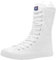 rismart Donna Tela Stivali Metà Polpaccio Punk High Tops Stringate Scarpe(Bianco,35 EU)