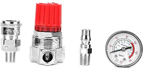 Compressor Air Pressure Regulator Gauge Air Compressor Replacement, Pressure Regulator Switch Control Valve Gauge with Male/Female Connector for Air Compressor