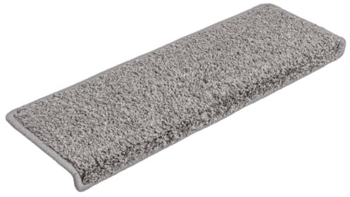 vidaXL Teppich Treppenstufen 15 STK., Stufenmatten mit Klebebändern, Treppenmatten Faltbar, Treppenteppich Treppenstufenmatte, 65x21x4cm Grau