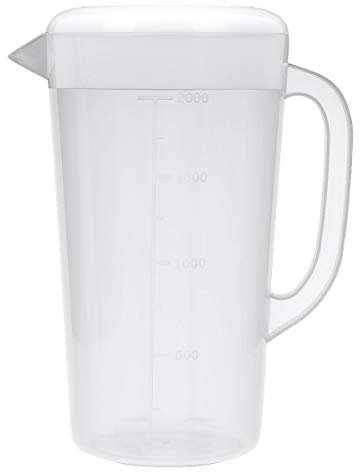 YiZYiF Verre Doseur Gradué Pichet Carafe en Plastique avec Couvercle Non Toxique 1500/20002500 ML Blanc 2.0 L