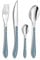 PRADEL ESSENTIEL - Ménagère 24 couverts de table pour 6 personnes - Bistro 1-2-3 - Acier inoxydable 18/0, Finition Standard - Bleu denim