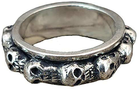 Ring Drehring Totenköpfe aus 925 Sterling Silber, Gr. 54-78 (66)
