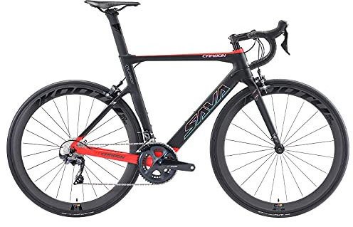 SAVADECK Rennrad Carbon, Herd6.0 rennrad Herren 700c Fahrrad Carbon Rahmen Gabel und Sattelstütze mit Shimano 105 R7000 22 Gänge Fahrrad 28 Zoll Herren Damen und Jungen (Schwarz, 56cm)