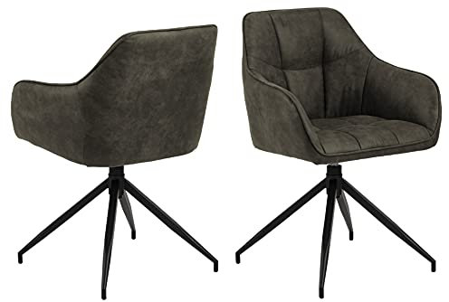 AC Design Furniture Belinda Carver Esszimmerstuhl, H: 84,5 x B: 59 x T: 54,5 cm, Olivgrün, Stoff/Metall, 1 Stk.