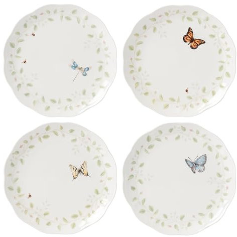 Lenox 894542 Butterfly Meadow Vines 4PC Dinner Plate Set, Porcelain, Multicolor