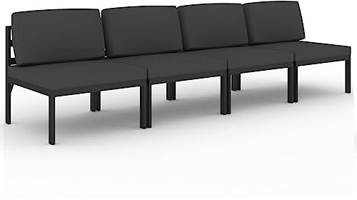 vidaXL Gartensofa 4-Sitzer mit Kissen Aluminium Anthrazit, Gartensofa, Terrassensofa, Gartenmöbel, Outdoor Sofa, Sofa, Sofa modular, 4-Sitzer-Sofa