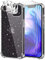 XLKTech Funda Glitter Compatible con iPhone 13 con 3 Pack Cristal Templado y 3 Pack Protector de Lente de Cámara, Carcasa Silicona TPU Bumper Airbag Anti-Choque, Transparente