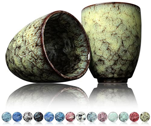 Ganzoo Tasse à Café en Céramique Design Sans Anse 200ml, Tasse à Thé Avec Motif Moderne (Reseda)