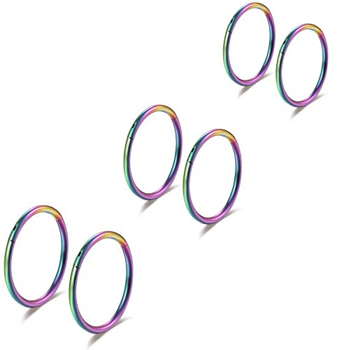 20g Nasenpiercing Ring 316L Chirurgenstahl Scharnier Ohrring Hoops Rook Helix Knorpel Daith Tragus Ohrringe 6-10mm Set