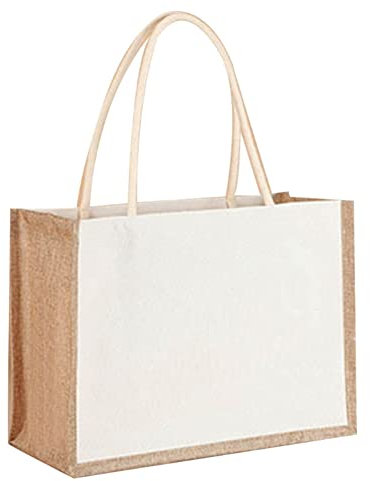 Jute-Einkaufstasche aus Jute, wiederverwendbar, for Lebensmittel, Hochzeit, Geburtstag, Geschenk, Griff, 03