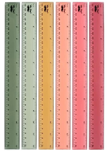 Mr. Pen- Ruler, 12 inch Ruler, 6 Pack, Vintage Colors, Clear Rulers 12 Inch