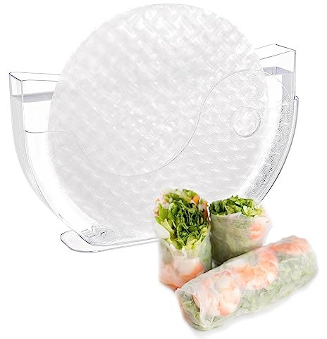 Rice Paper Water Bowl, Spring Roll Water Bowl, Rice Paper Holder with Side Pocket for Spring Roll Wrappers, Summer Rolls Maker Banh trang Holder