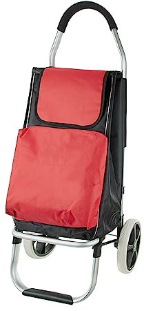 Robuste & leichte Goldhofer® Aluminium Trolleys mit Kühl- und Stufenfunktion (AluGlide mit Kühltasche, Rot)