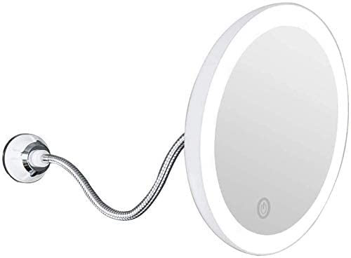 NOALED Espejos de Mano Tocador cosmético 5 Veces Aumento LED 7 Pulgadas Maquillaje Belleza con luz con Ventosa Mesa