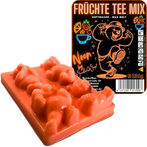 WonderWax Neon Duftriegel 6 x Duftwachs Bären Wachsmelt Duftwachs Raumduft für Duftlampen Soja Wachs Melts Duftmelt Aroma Wellnes Kerzen Wärmer Wax Tarts FrüchteTee Mix