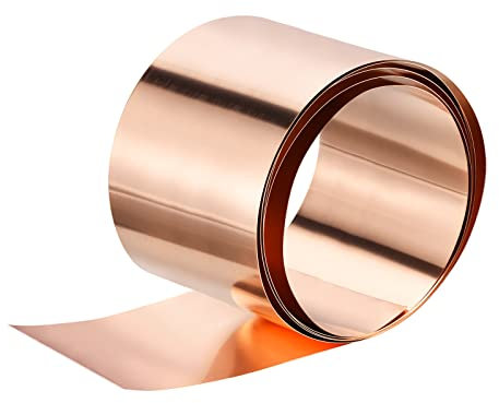 sourcing map Copper Sheet Roll 3500mm x 200mm x 0.3mm, 99.9% Pure Copper Strip Copper Flashing Metal Foil Plate for Electricity DIY Projects (Multiple Sizes)