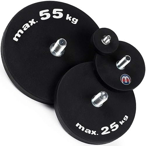 2 x Neodym Magnet-System gummiert Ø 22 mm Gewinde-Zapfen (Außen-Gewinde): M4 - Haftkraft 5,8 kg - 2 Stück - Starke Magnete mit Gummi-Mantel Anti-Rutsch Beschichtung