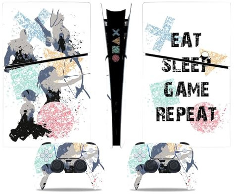 Peau Distance Console Pour PS5 Slim Skin Disc Edition & Pour PS5 Slim Skin Digital Edition Console Et Contrôleur Vinyl Cover Skins Wraps Scratch Resistant Compatible 87315 Cadeau D'enveloppements Skin