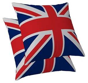 ggaimwf Britische Flagge Kissenbezüge Union Jack-Kissen Britisch Flagge des Vereinigten Königreichs Kissenbezüge für Sofa Startseite Dekorativer Kissenbezug Schlafzimmer Wohnzimmer 40x40cm 2er-Set