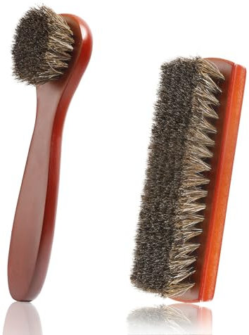 Kit de Nettoyage pour Chaussures et Cuir - 2 Pièces Brosse à Chaussure et Brosse de Nettoyage - Pour Entretien Cuir et Voiture