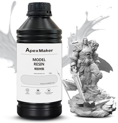 ApexMaker 3D Drucker Resin Grau, 1000g, hohe Präzision, geruchsarm, schnell aushärtendes Standard-Photopolymer-Harz, 385-405nm 3D-Druck-flüssiges Photopolymer-Harz für LCD DLP SLA 3D-Drucker
