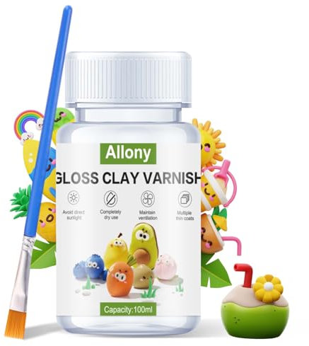 Allony Air Dry Clay Varnish, Air Dry Clay Glaze, Clay Varnish for Air Drying Clay, Clear Varnish for Craft Pottery Waterproof & Gloss Finish-100ml (Gloss)
