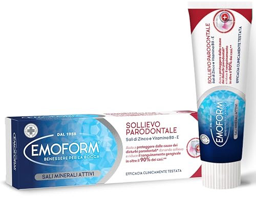 Emoform Dentifricio Sollievo Parodontale 75ml - con Sali di Zinco e Vitamina B5 - Protegge dai Disturbi Parodontali Riducendo il Sanguinamento in oltre il 90% dei Casi