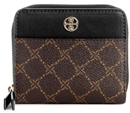 Nine West Reflektierende 9 kleine Geldbörse mit umlaufendem Reißverschluss, Braun/Schwarz, Medium