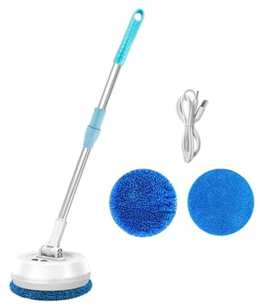 Baoblaze Electric Mop Polisher Wet Dry Cleaner Extendable Rechargeable Scrubber Floor Cleaner for Doors Window Hanging Pictures Walls , White